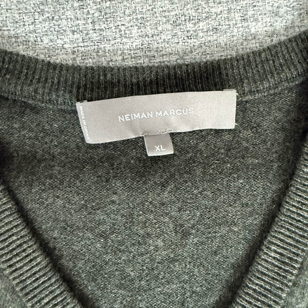 Neiman Marcus Gray V-Neck Sweater